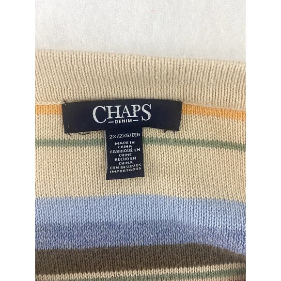 Chaps Aztec Southwestern Striped Lace Up Sweater Size 2X - Picture 2 of 11